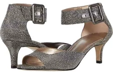 NEW $155 SIZE 8 Pelle Moda  Berlin-SU Dress Pump  Black Silver Buckle Peep Toe