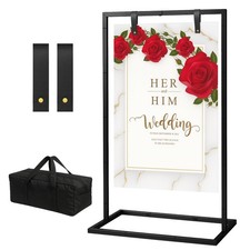 Wedding Welcome Sign Stand, Welcome to Our Wedding Sign Stand with Storage Ba...