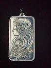 PAMP SUISSE 1ozt Ounce .999 Fine Silver Bar Lady Fortuna Pendant Necklace Proof!