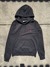 AMI Paris Ami De Coeur Cotton Preppy Essential Black Hoodie Size S
