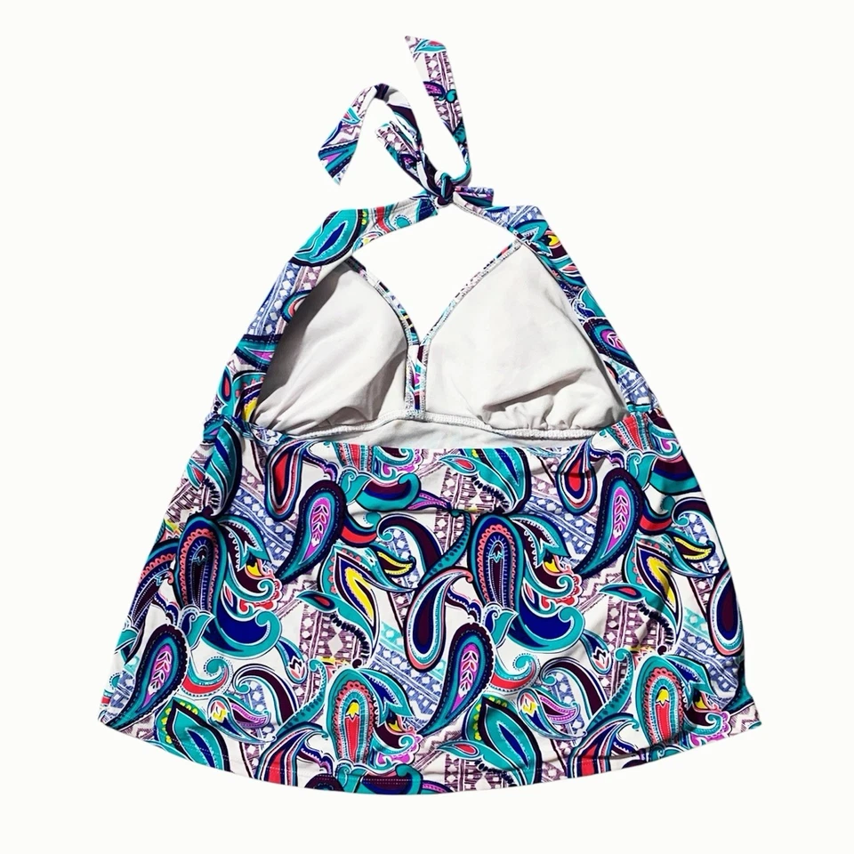 Top de baño Catalina Tankini para mujer 2x 18/20 W traje de baño halter top cachemir Foto 2 de 4