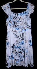 White House Black Market Dress 10 WHBM Floral Off Shoulder Watercolor Ruffle