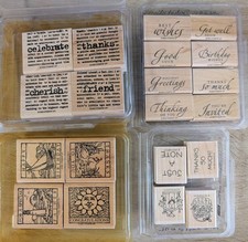 Stampin' Up Mounted Rubber Stamps Wood-Mounted Words Phrases Mixed Themes Lot