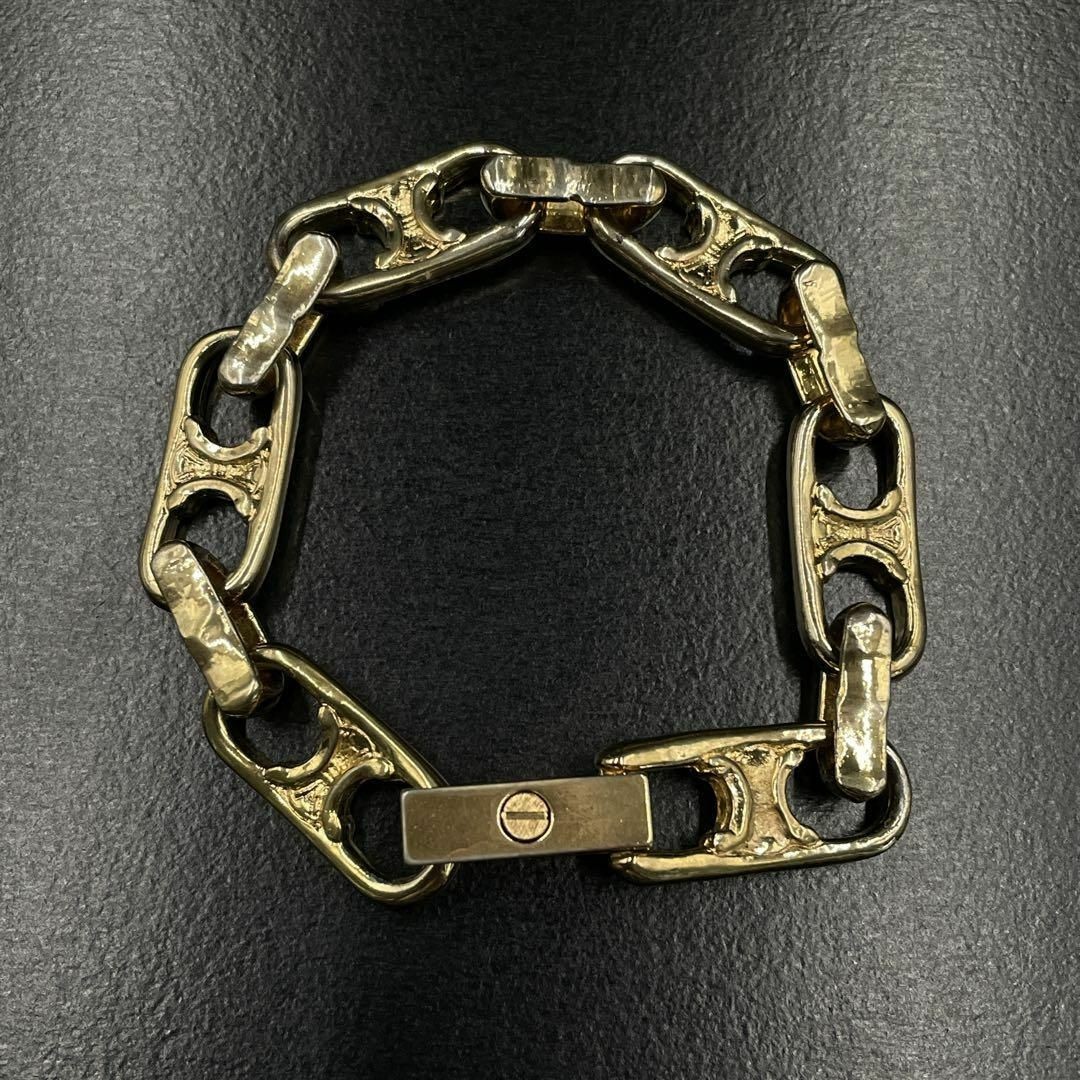 Celine Bracelet Triomphe Gold Engraved y2k Vintage Woman Gold Tone