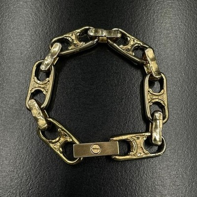 Celine Bracelet Triomphe Gold Engraved y2k Vintage Woman Gold Tone