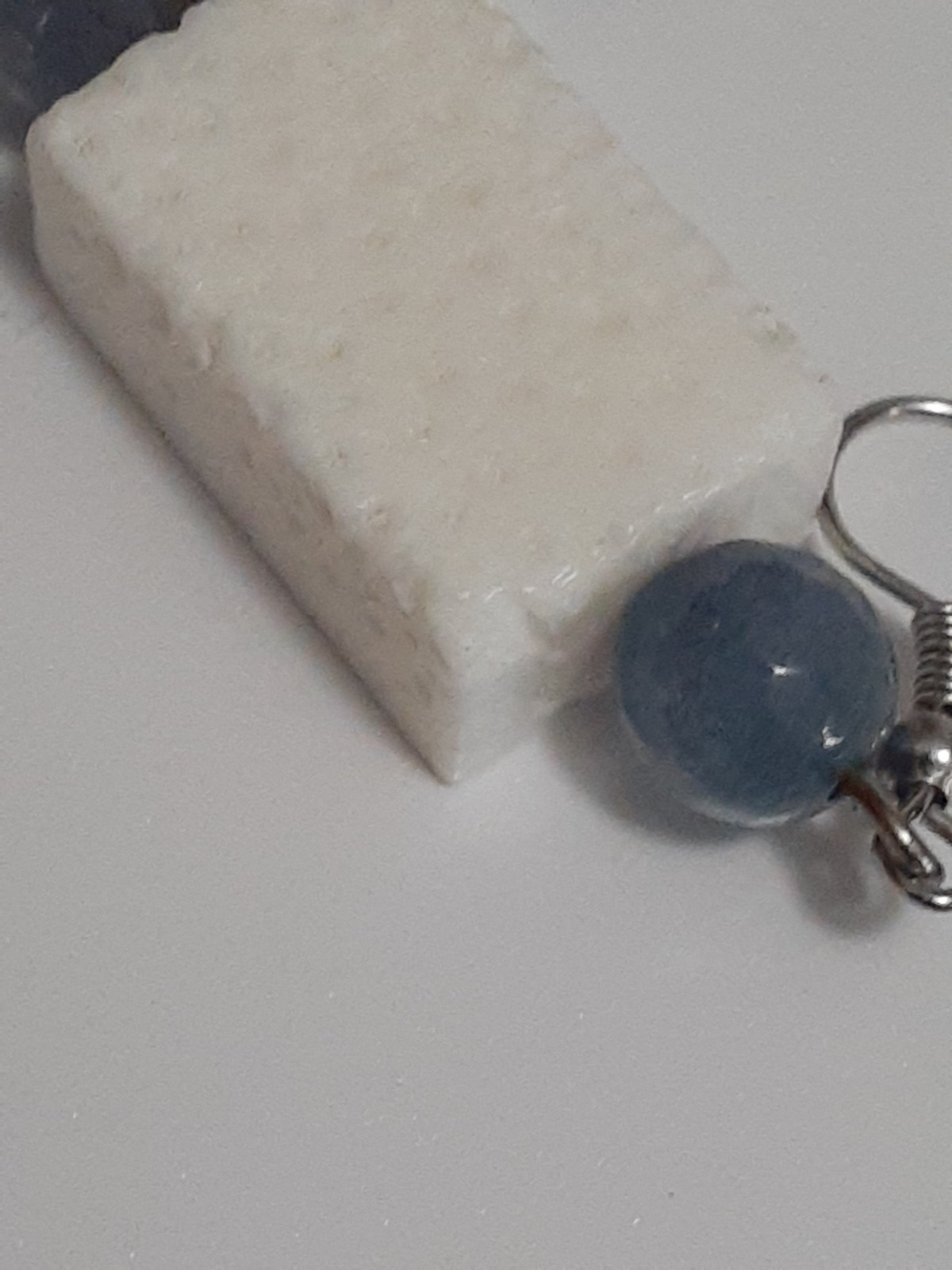 Dangle drop earrings pitted white rectangle stone… - image 11