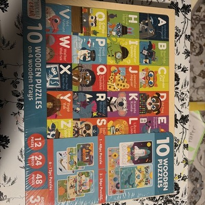 Chuckle & Roar - 10 Pk Wooden Jigsaw Puzzle - Engaging Toddler, Multicolor 