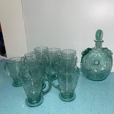 Ture Berglund Swedish Vintage Decanter and Cup Set Cracked Effect Mid Century