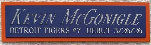 KEVIN MCGONIGLE TIGERS NAMEPLATE AUTOGRAPHED SIGNED BASEBALL-JERSEY-PHOTO-HELMET