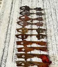 vintage rusty metal ice skates 5 Pair