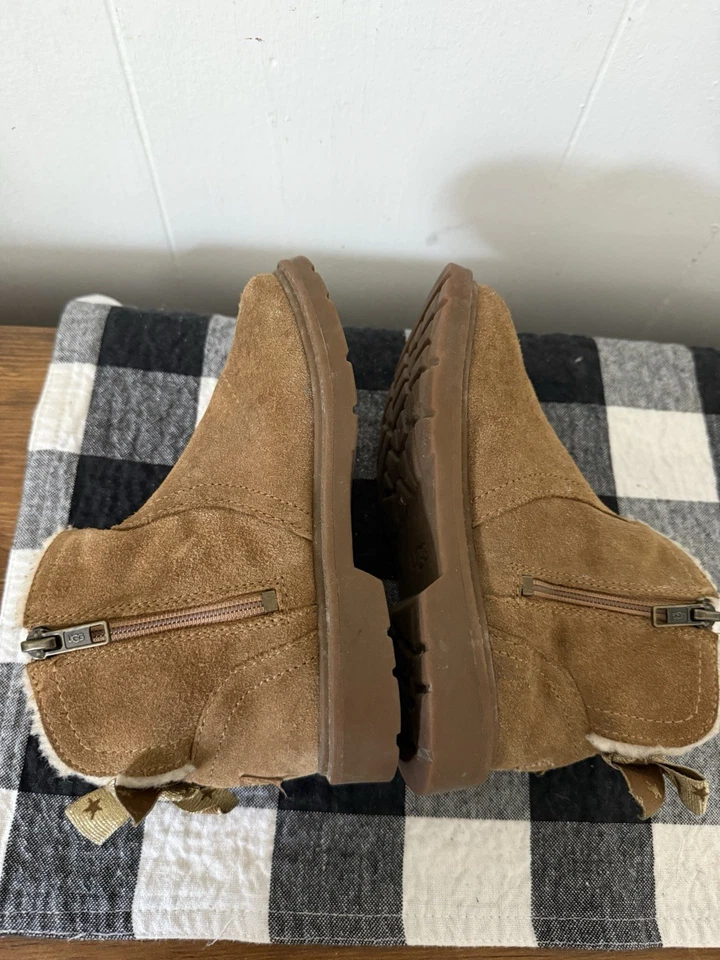 Ugg 11 Girls Suede Bootie Gold Bow Zipper - Image 4 of 4