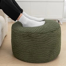 Pouf Ottoman Stuffed 20x20x12 Inches Floor Pouf Plush Fiber Ottoman Foot Rest...