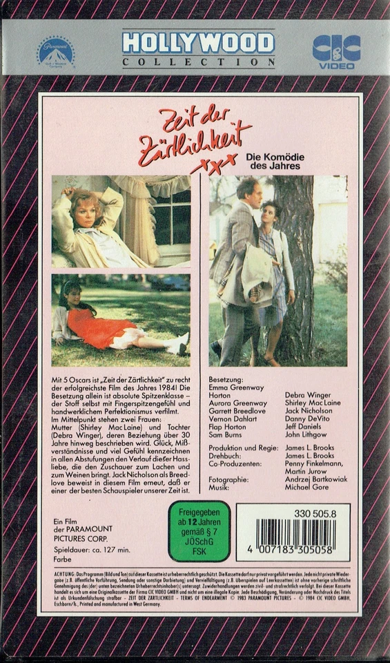 (VHS)  Videokassette - Zeit der Zärtlichkeit - Shirley MacLaine, Jack Nicholson - Bild 2 von 3