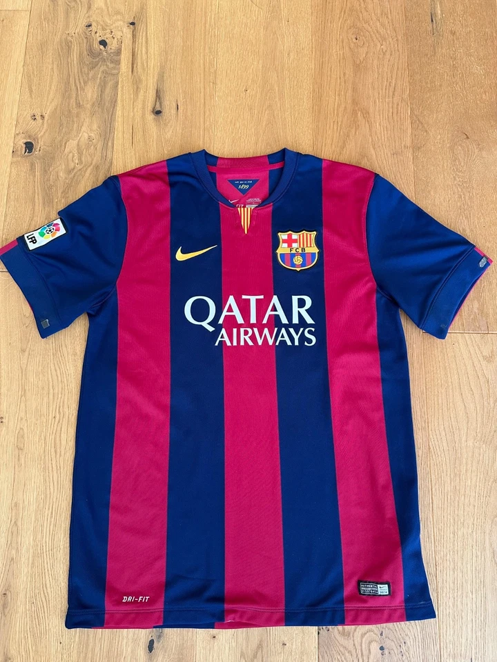 maillot Barcelone Nike signe Messi Neymar Suarez, toute équipe 2015 (triple)vrai - Photo 2/4