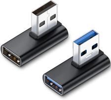 90 Degree USB 3.1 Adapter 2 Pack , Right and Left Angle USB a Male to Female Co