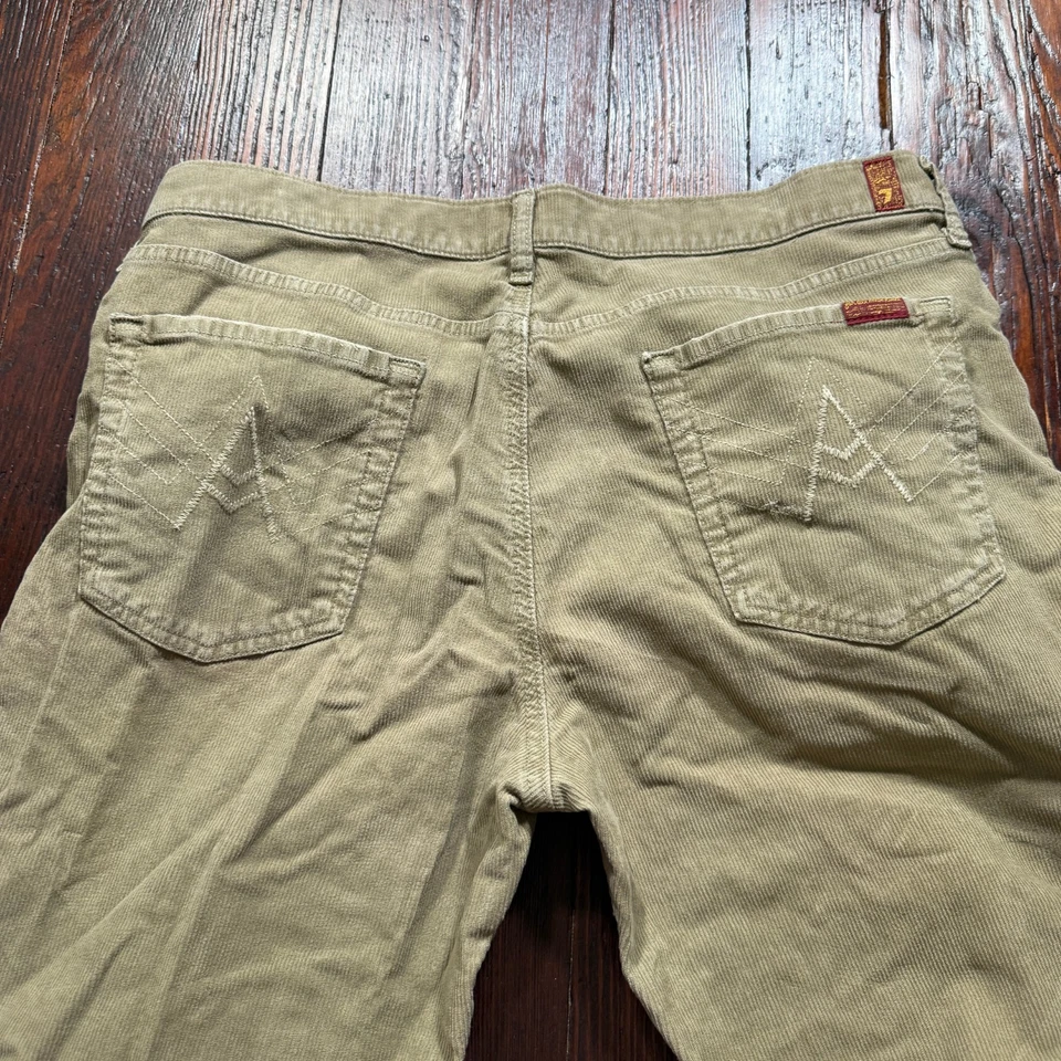 Pantalones 7 For All Mankind para mujer 38 pana elástica corte bootcut Y2K años 90 botón mosca Foto 3 de 4