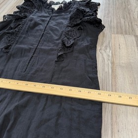 Apiece Apart Black Eyelet Ruffle Sleeve Jumpsuit No Belt Hook Closure Limon