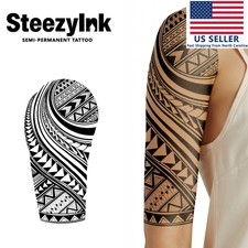 SteezyInk temporary tattoo Geometric Tribal last upto 2 weeks 5.5 x 9 inch