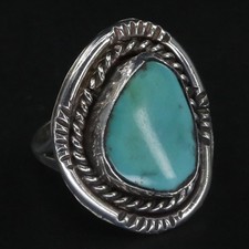 VTG Sterling Silver - NAVAJO Braided Turquoise Statement Ring Size 5 - 6g