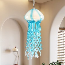 Jellyfish Pendant Light, Modern Hand Blown Glass Lampshade Hanging Chandelier