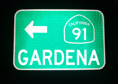 GARDENA, California Highway 91 route road sign 18''x12'', Torrance, Los Angeles