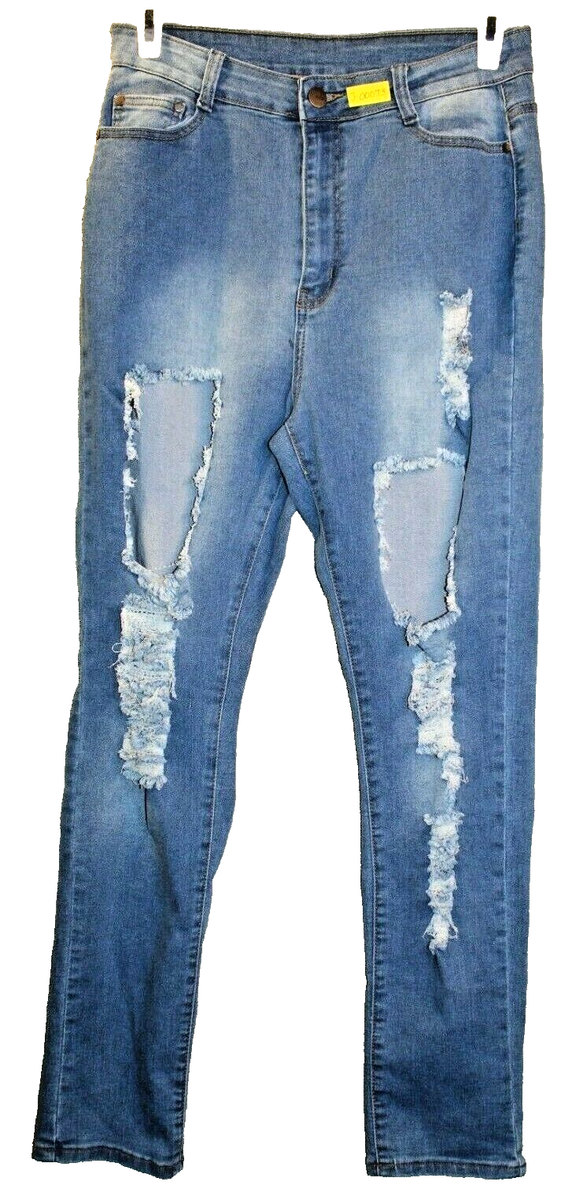 BOB Jeans High Waist Light Wash Distressed Super Skinny Jeans Size