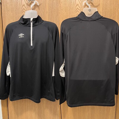 Umbro Men's Off Field Pullover 1/4 Zip Jacket XL Black/White Long