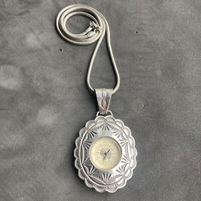 Vintage Lorenzo James NAVAJO Sterling Silver Pendant Watch Necklace Liberty