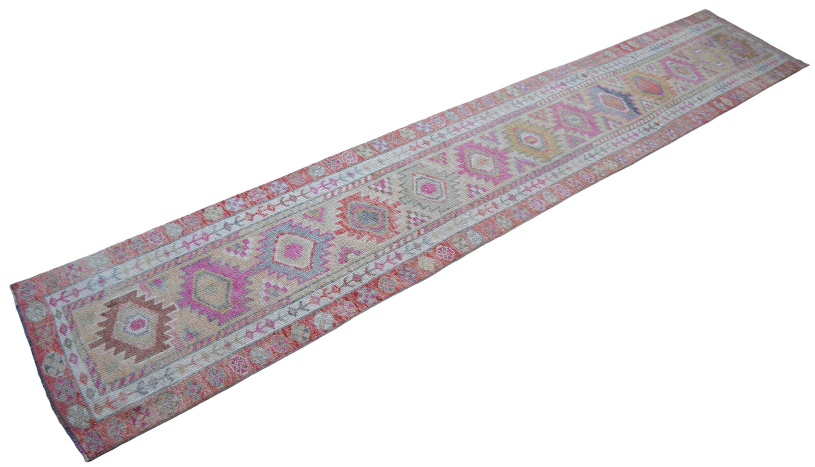 3x15 ft Runner Turkish Rug Hand Made Extra Long Hallway Rug Kitchen Decor Rug