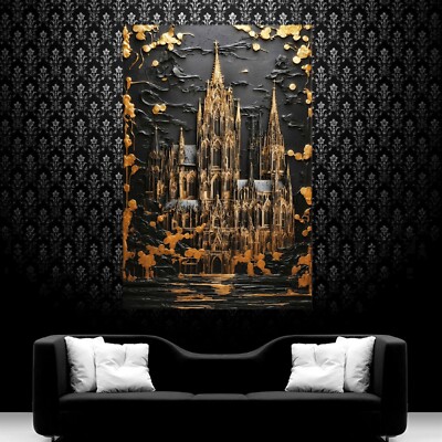 LEINWAND BILD ER XXL POPART ABSTRAKT KIRCHE KÖLNER DOM SCHWARZ GOLD WAND POSTER