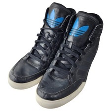 Adidas Hardcourt High Top Sneakers Mens US 11.5 Black Blue Original Logo Lace-Up