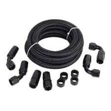 6AN 8AN 10AN 12AN Fuel Line Kit Nylon Braided Hose Fitting Kit CPE 10/20FT Black