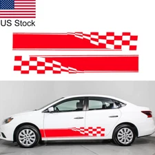 2pcs 82.5'' Red Sport Flag Stripe Side Body Door Vinyl Decal Sticker Universal