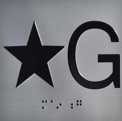 Star Ground (Star G) Floor Elevator Jamb Plate Sign with.......(Silver)