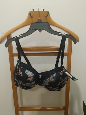 Catherine Malandrino 40D Push Up Black Flowers Bra