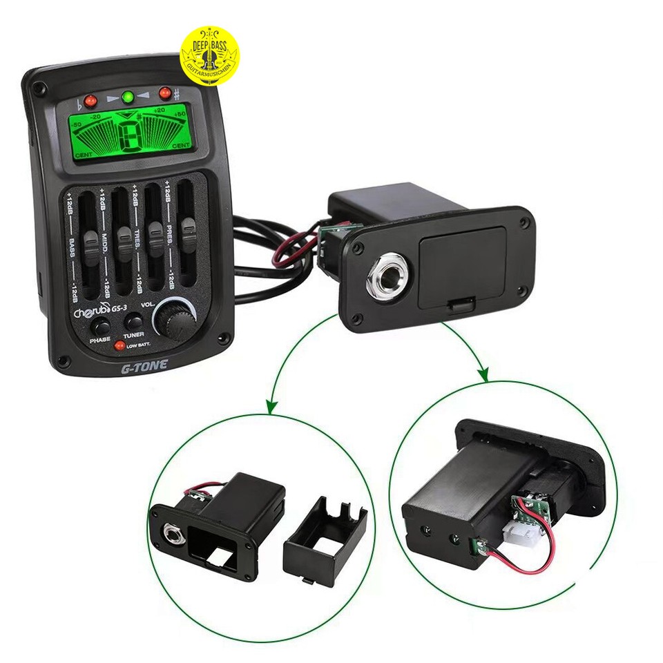 Cherub GTone GS3 Acoustic Guitar Pickups 4Bands EQ Tuner Piezo