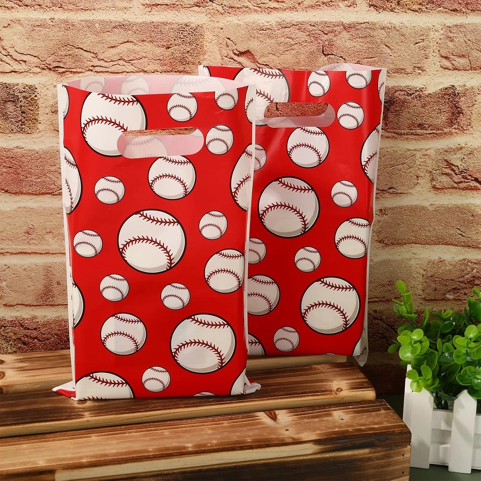 72 Piezas Bolsas de Béisbol Fiesta Favor Rojo Blanco Pelota Golosinas Bolsas de Plástico Caramelo B Foto 3 de 4