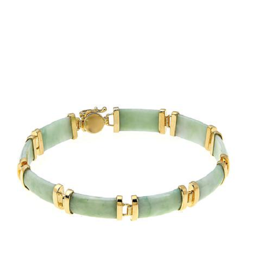 HSN Jade of Yesteryear 14K Gold Plated Sterling Faceted Green Jade Line