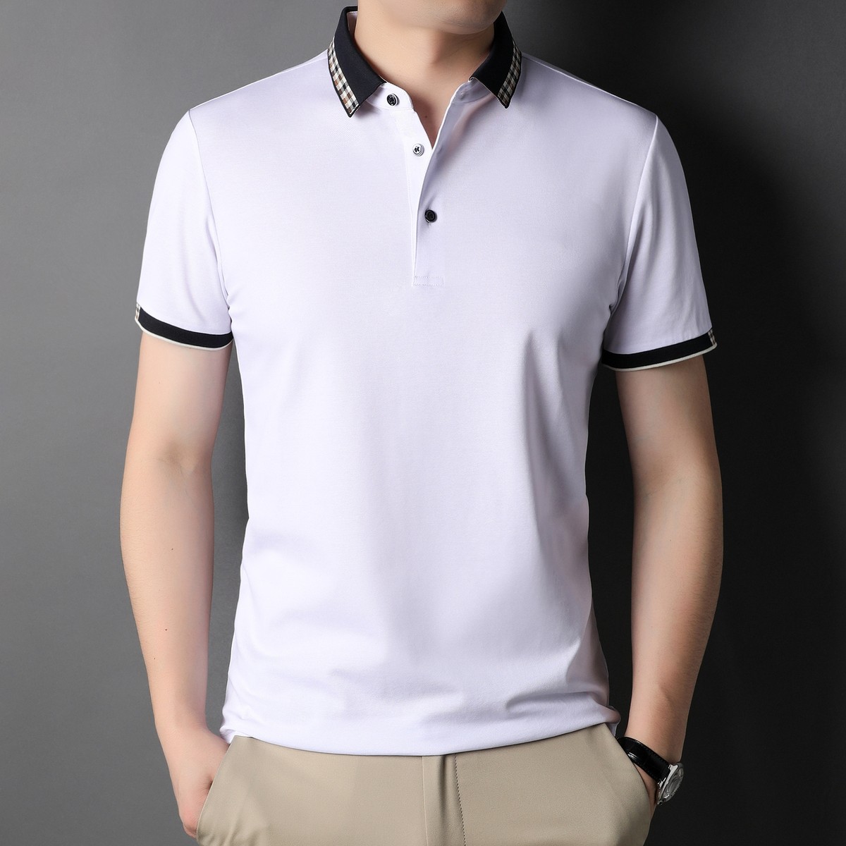 ZONBAILON Summer Solid Simple Fashion Men's Outdoor Short Sleeve