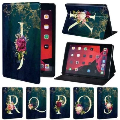 Initials PU Leather Cover Case For Apple iPad 5/6/7/89/10 Mini 1/2/3/4/5/6 +Pen - Image 1 of 4