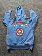 Kids Marvel Captain America Shield Distressed Hoodie Sweatshirt Youth 4 Blue