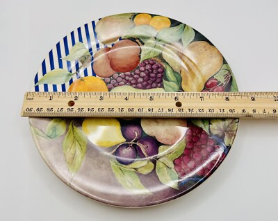 Vintage Set Of 2 Gien France LA RONDE DES FRUITS 8 5/8” Salad