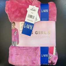 BCBG Girls Plush Hoodie  Legging Large 14/16 Pink Gray 2PC Sequin Rainbow Star