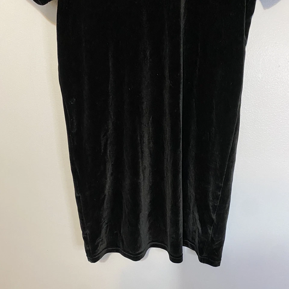 Vestido Madewell Negro Terciopelo Cuello Simulado Manga Corta Elástico Talla XS Foto 3 de 4