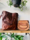 17" Handmade Goat Leather Shoulder Bag BUCKET Handbag Shopping Free bag [9 inch]
