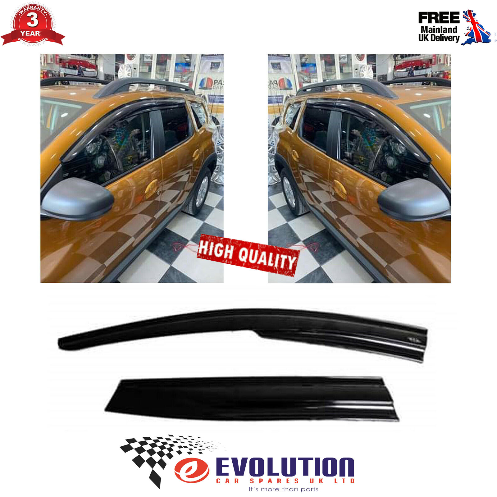 Wind Rain Sun Guard Deflectors Set 4 Pcs Fits Dacia Duster II 2018 to