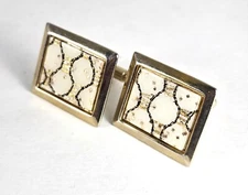 Vintage 1950s MCM SWANK Gold Tone Two-Tone Starburst Cuff Links Swivel Bar