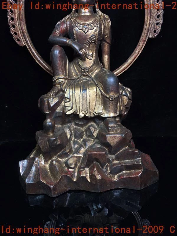old Tibet Buddhism temple bronze Gilt Tara Kwan-Yin GuanYin Buddha statue Foto 3 de 4