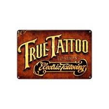 True Tattoo London Electric Tattooing Vintage Sign For Tattoo Shop Metal Plate
