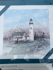 Joe Cilluffo Sturgeon Point Light, Michigan Print 265/900 Signed Red Oak Frame